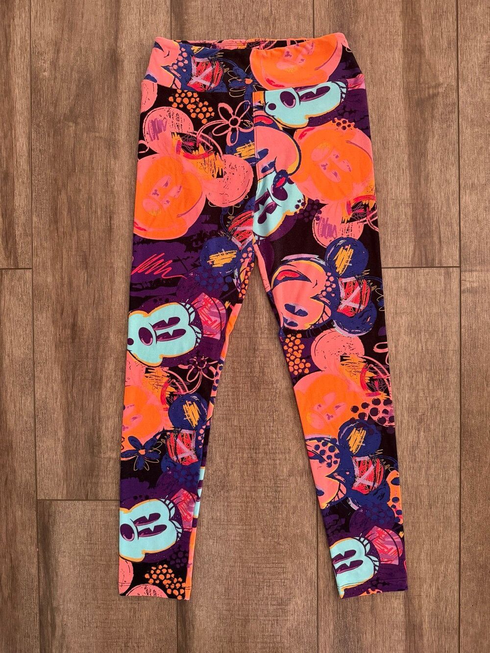 Disney Mickey Minnie Mouse Neon Graffiti Pop Art Leggings Size OS